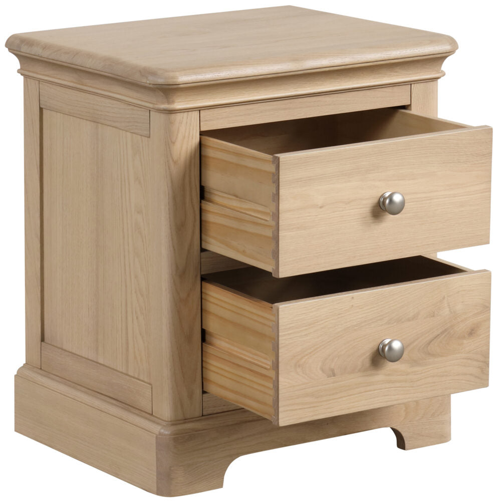 Lyon Oak 2 Drawer Bedside Table