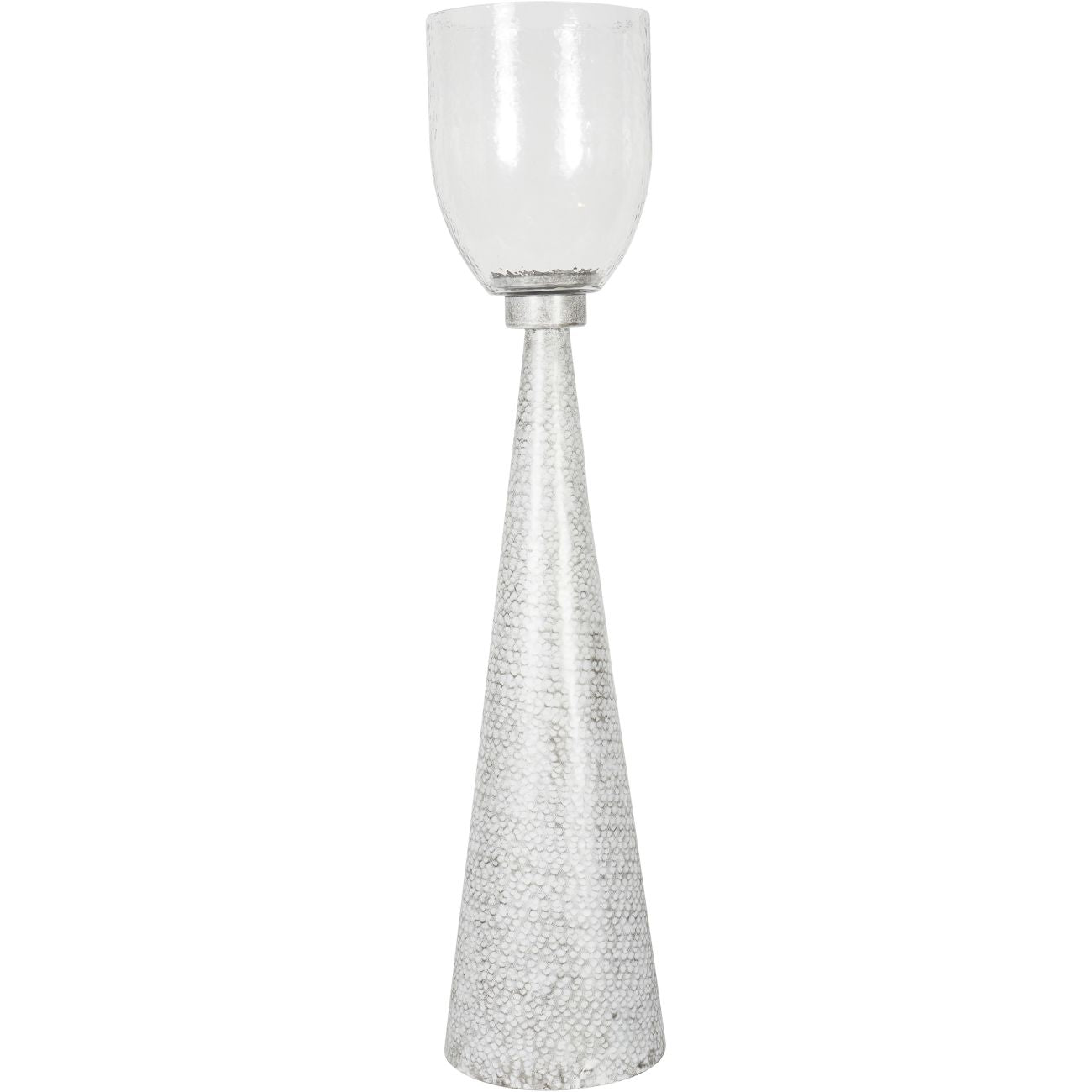 Sandbanks Iron and Hammered Glass Hurricane Floor Chalk Candle Holder