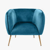 Sapphire Blue Velvet and Metal Armchair