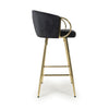 Volero Brushed Velvet Black Bar Stool