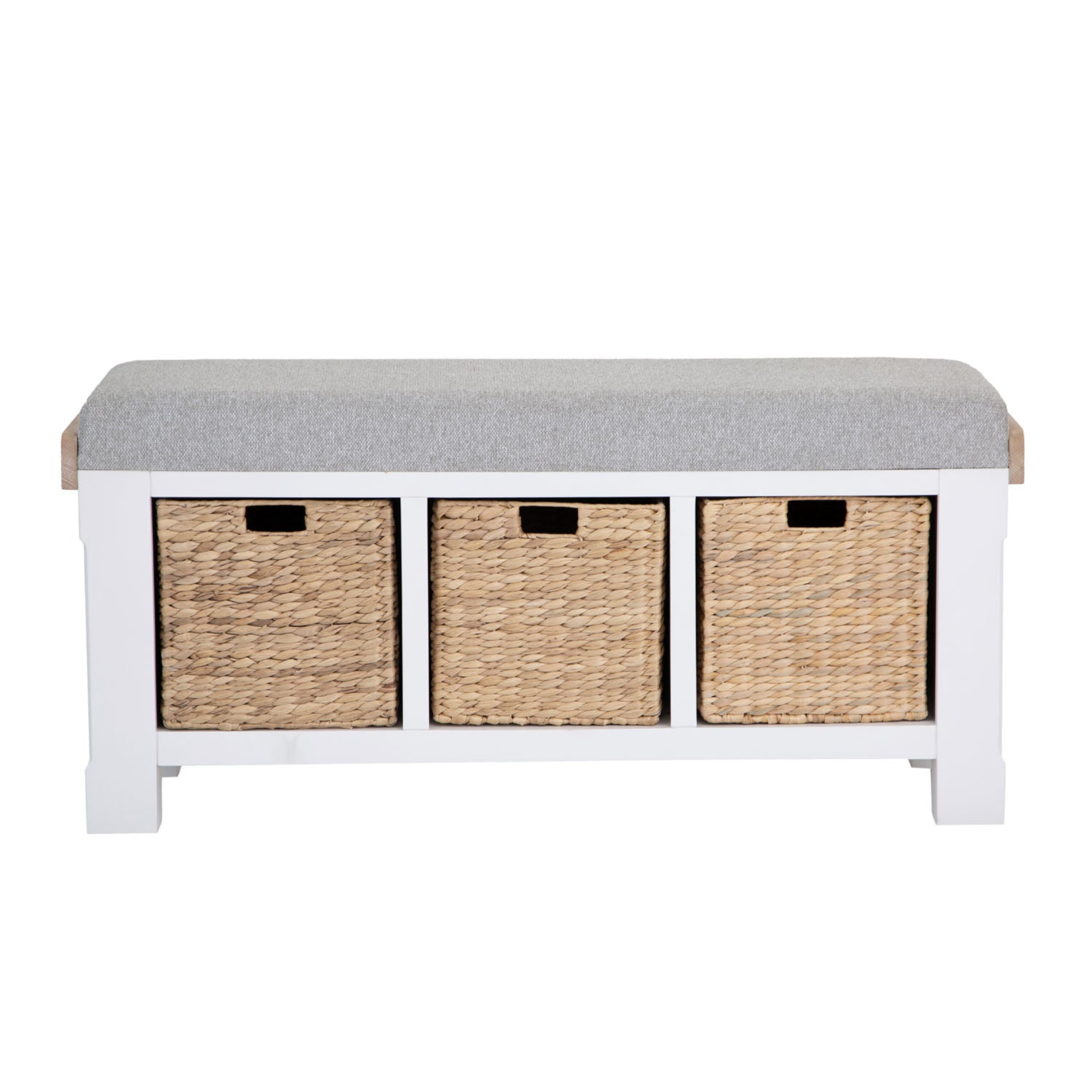 Hall Bench with 3 Wicker Pull Drawers