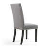 Stud Detail Linen Effect Steel Grey Dining Chair