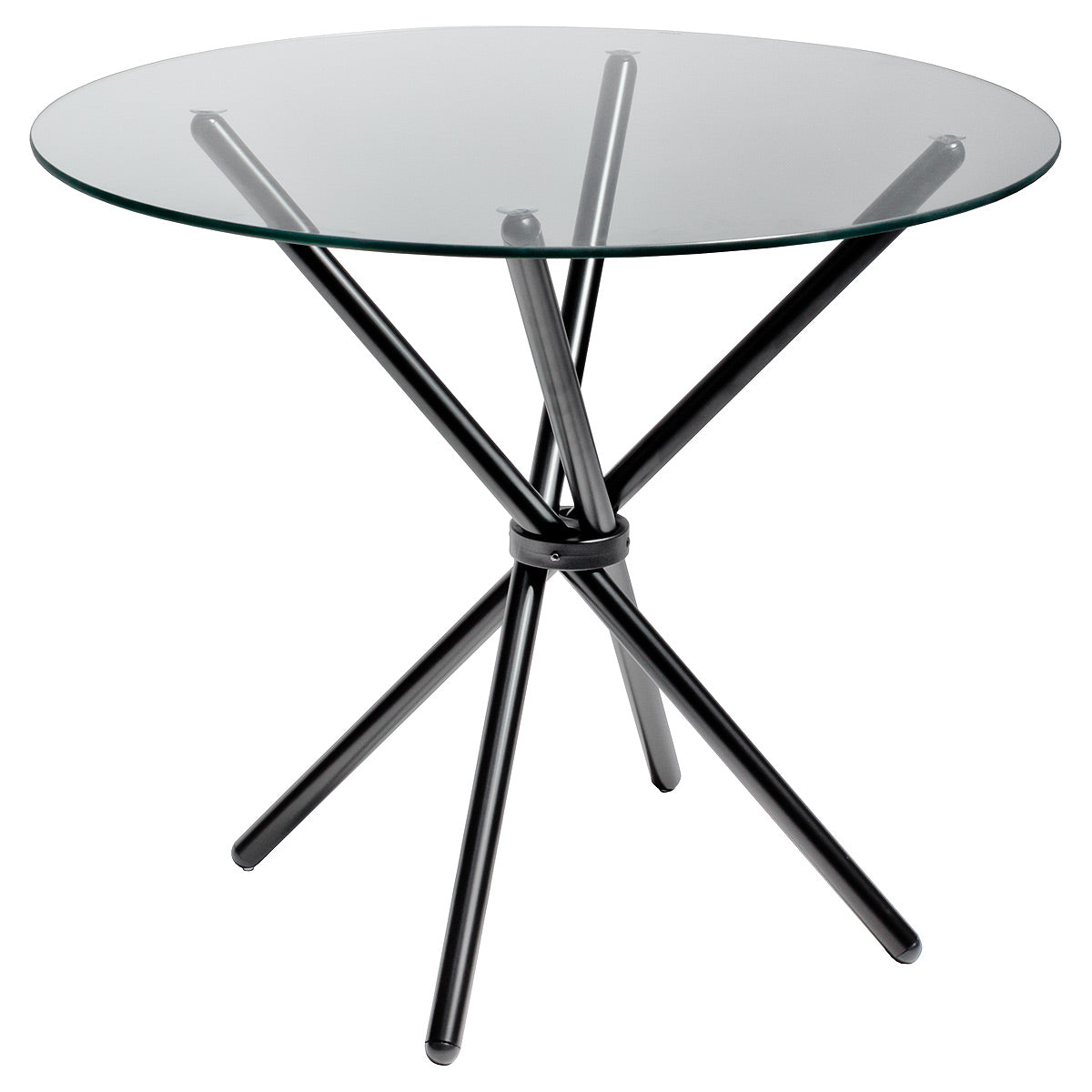 Glass Dining Table with Cross Black Legs