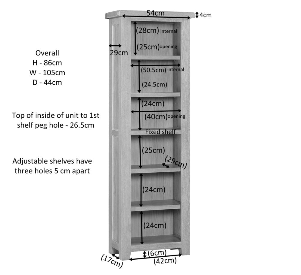 Warwick Oak Tall Narrow Bookcase
