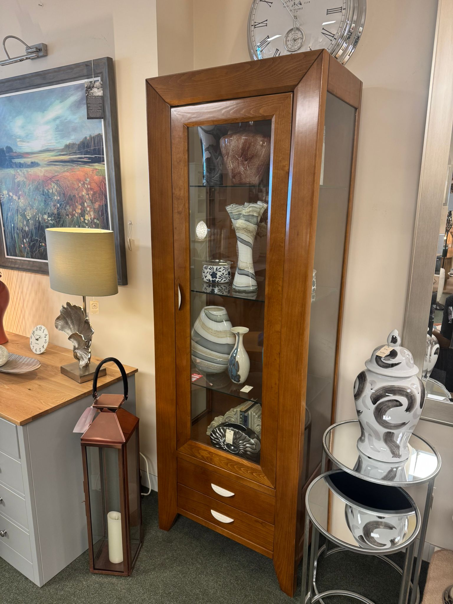 Glass Display Unit in Cherry Wood