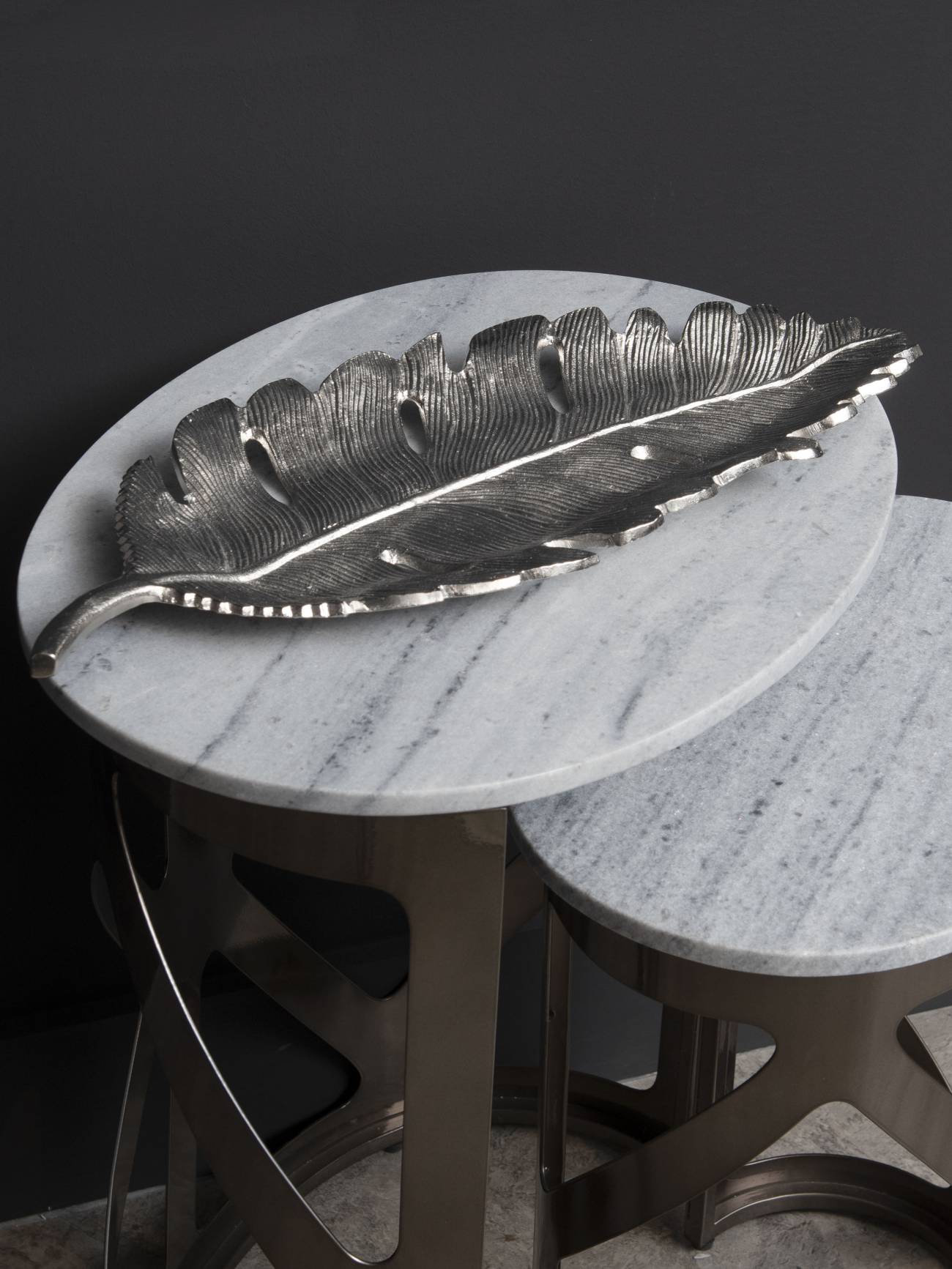 Large Feather Platter in Nickel Finish