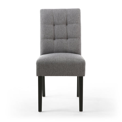 Waffle Flax Effect Steel Grey Dining Chair in Black Legs