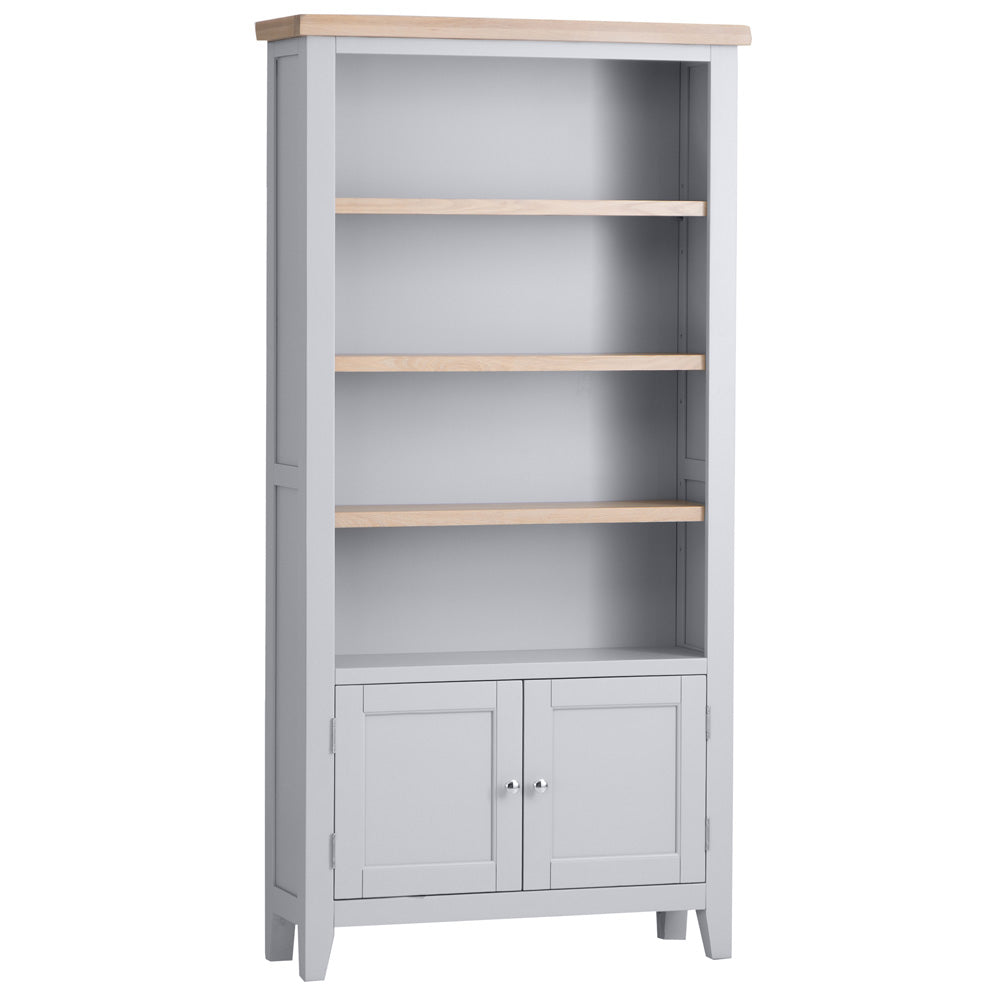 Bookcase with 3 Adjustable Shelves and 2 Doors in Grey