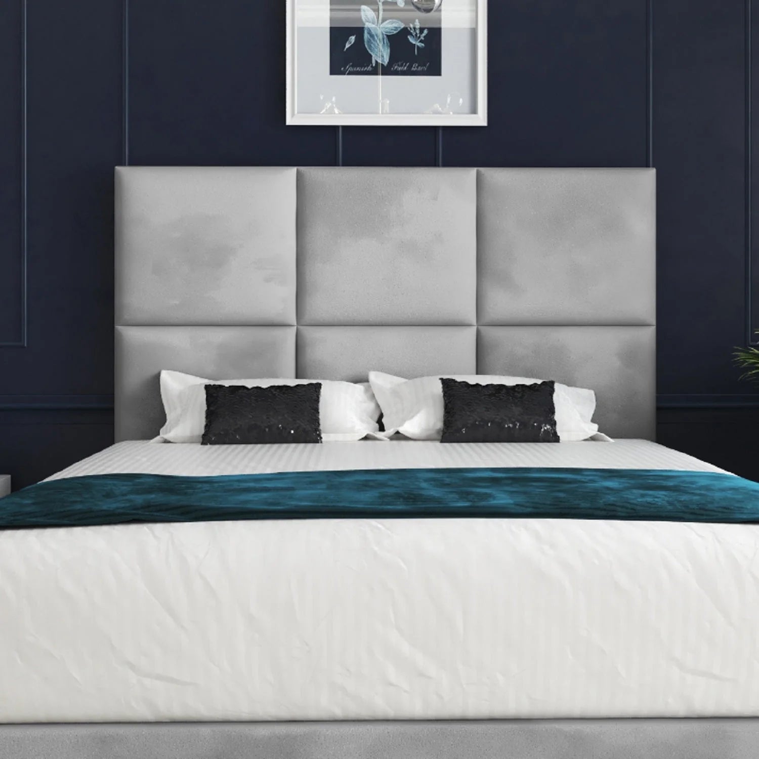Upholstered Floor standing Square Headboard with Divan Bed Frame