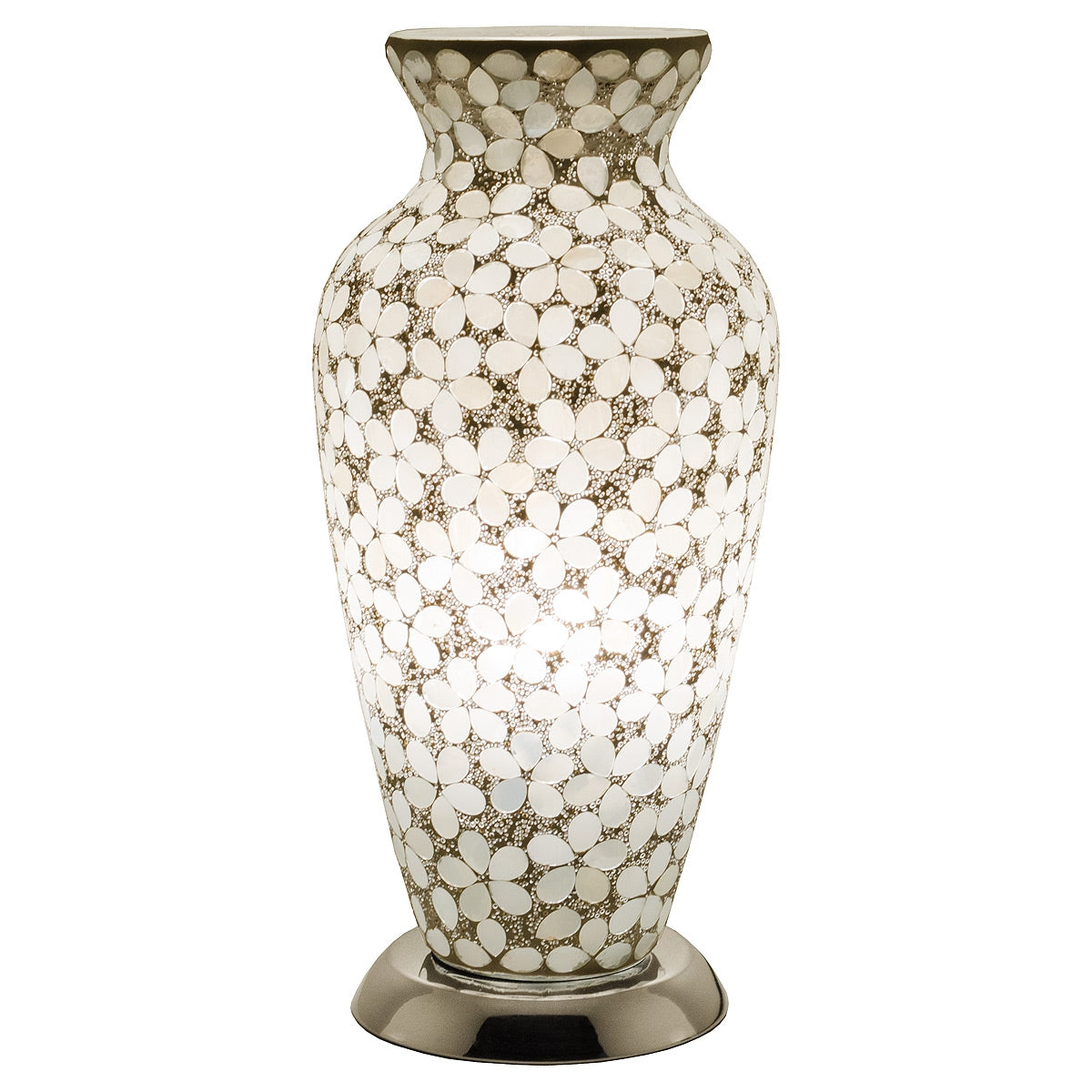 Mosaic Glass Vase Lamp - White Flower