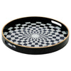 Circular Black Tray With Chequer Design