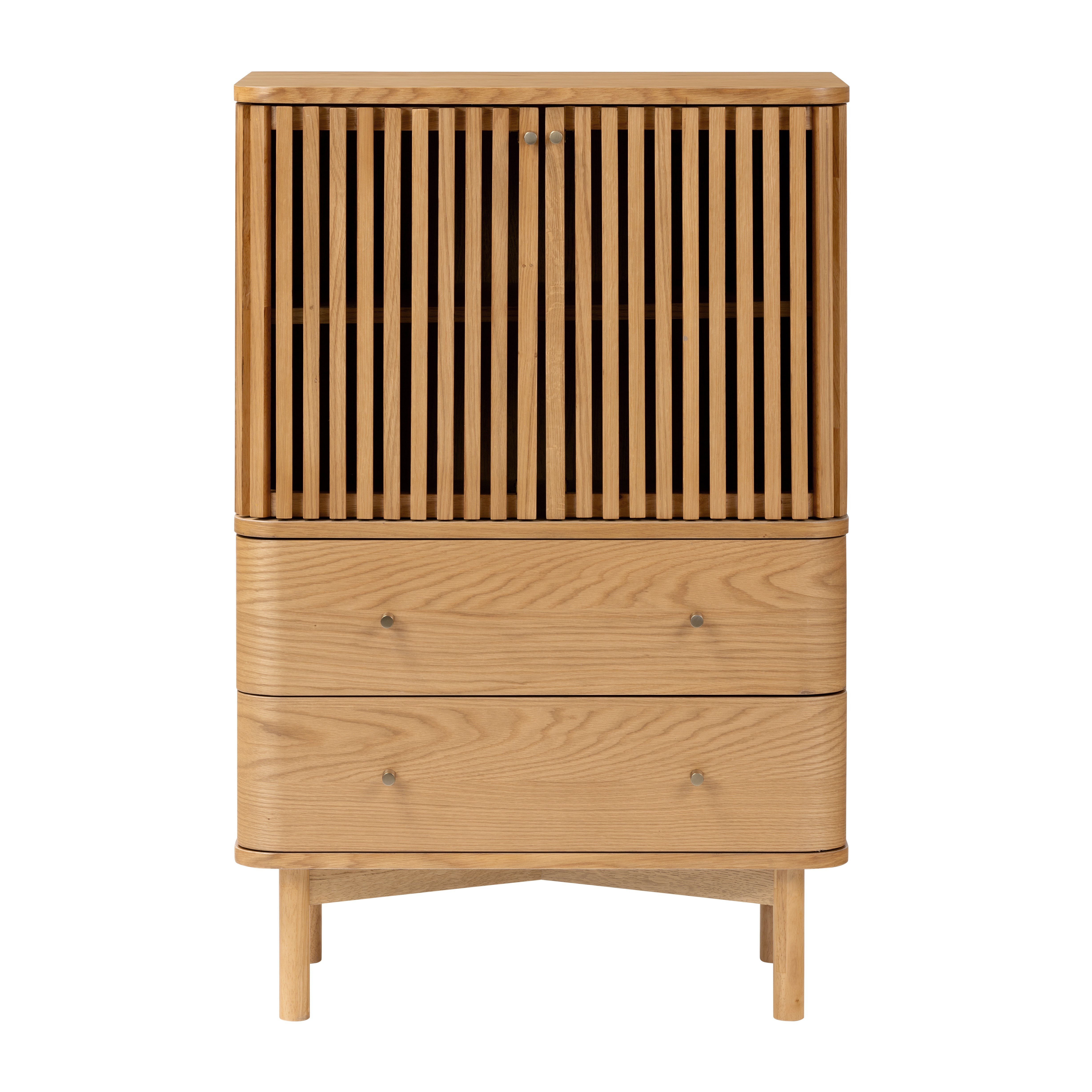 Fluted Oak Shoe Cabinet