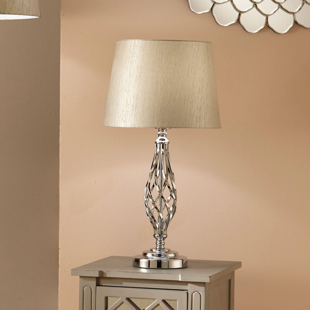 Silver Twist Metal Table Lamp