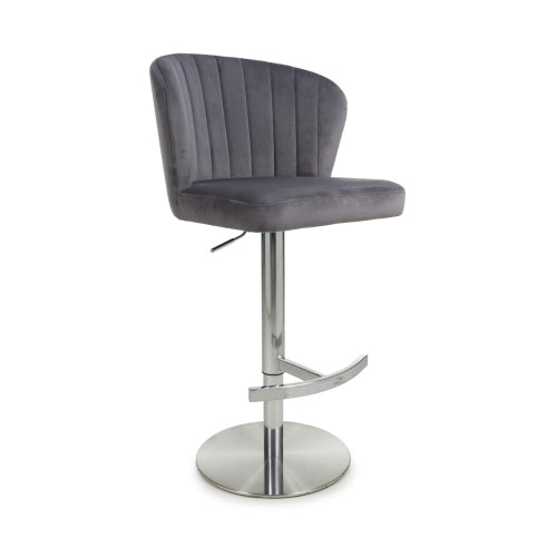 Brushed Velvet Grey Bar Stool