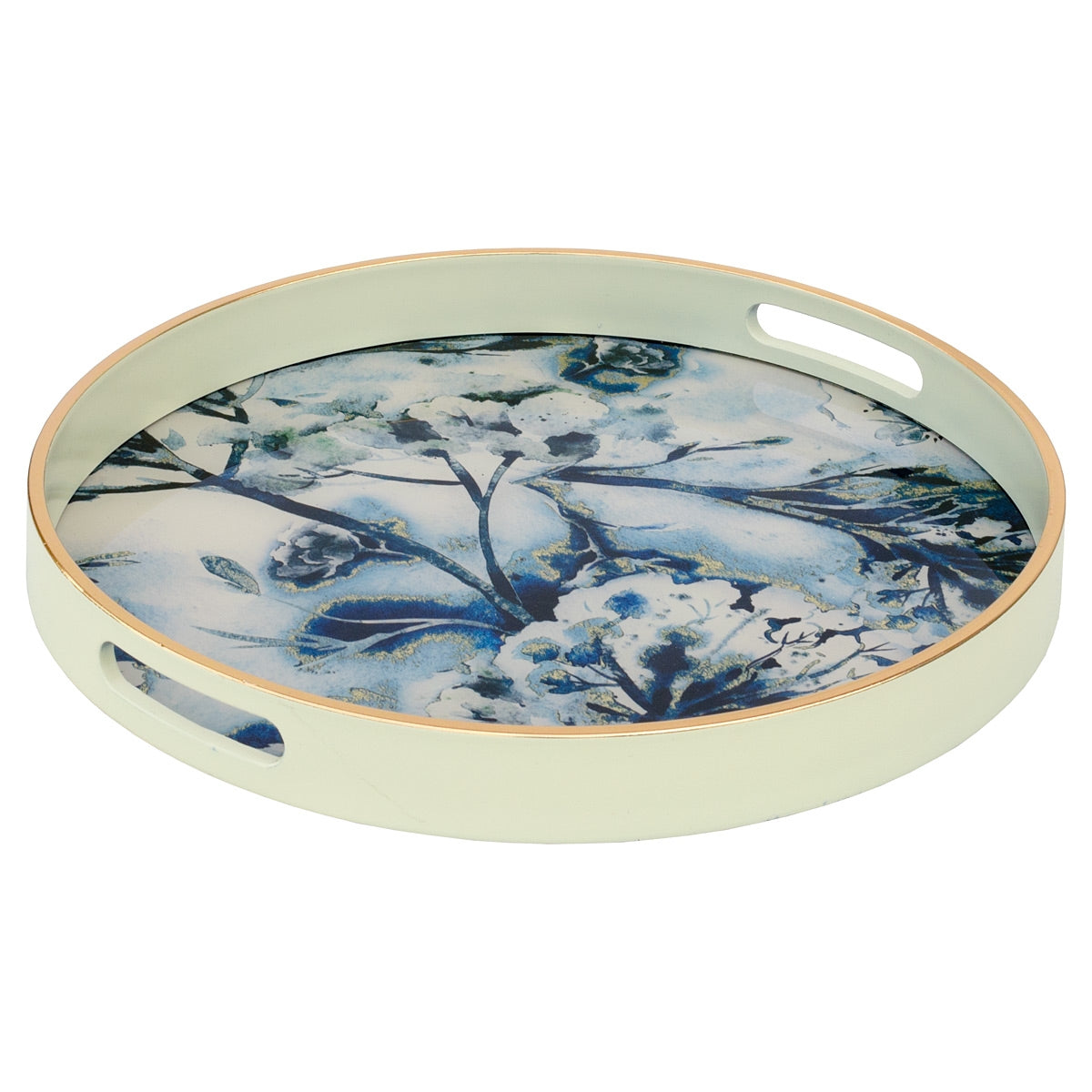 Circular Tray - White Flower Design